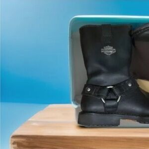 HARLEY-DAVIDSON Men’s Size 9 M BLACK D93114 Josh Zip Boots Triple Harness